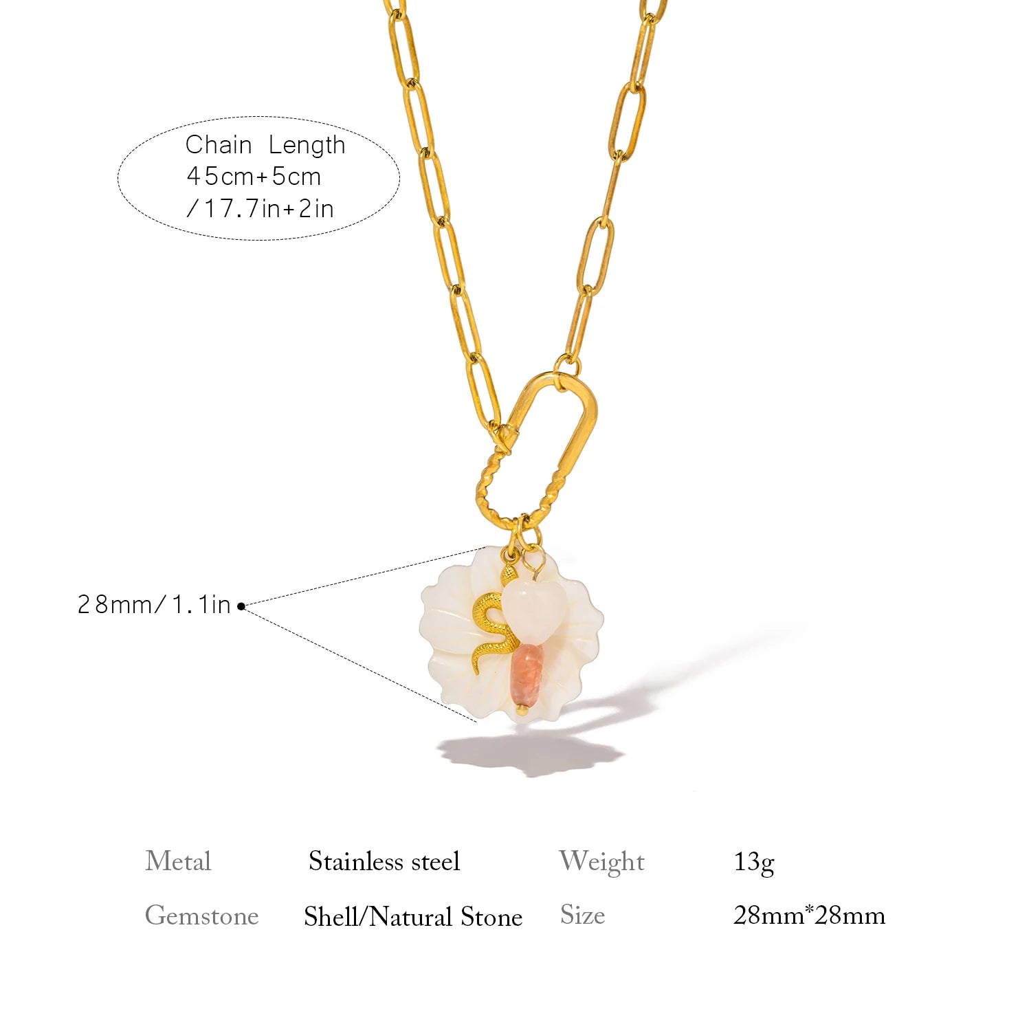 Snake Love Stone Necklace