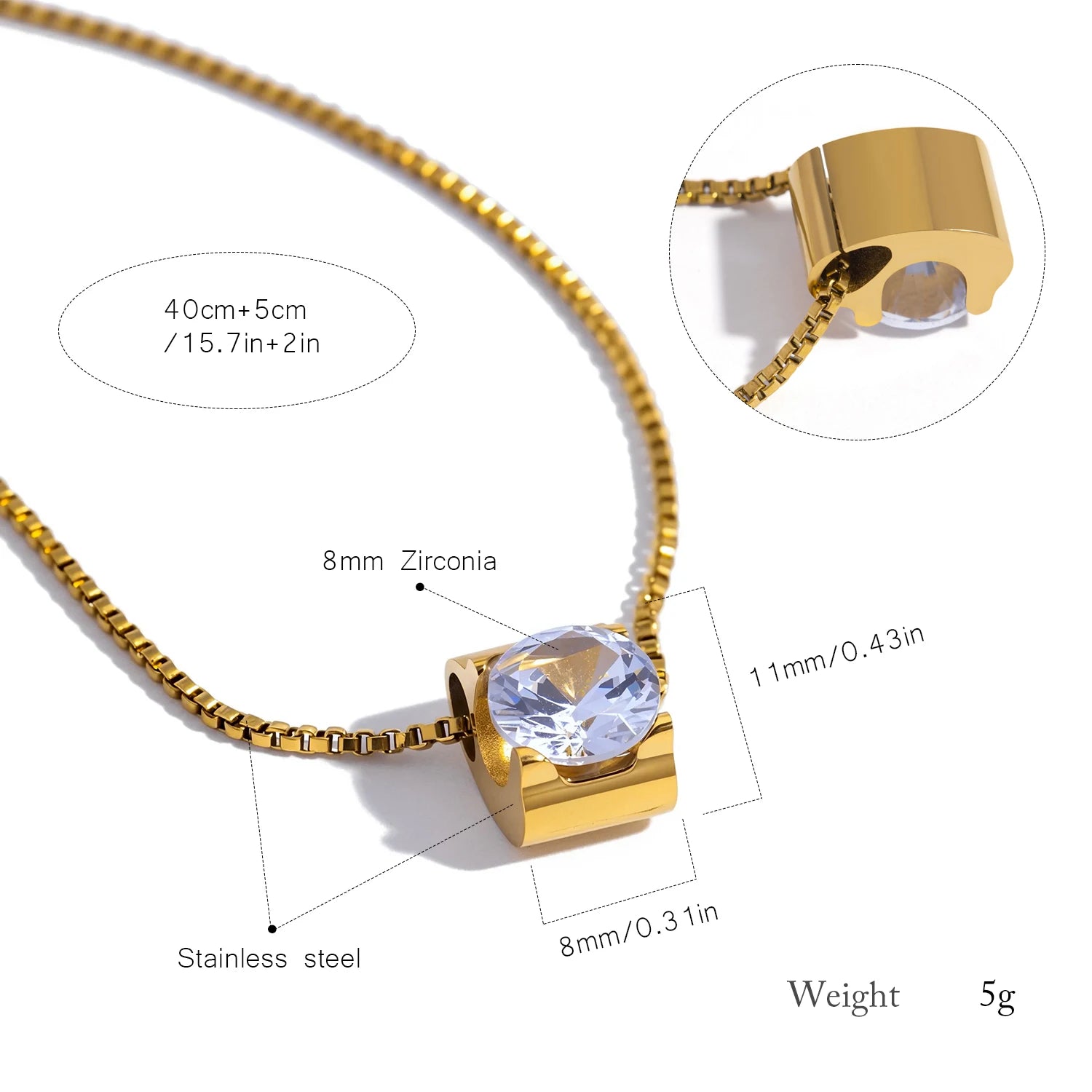 Box Gemstone Necklace