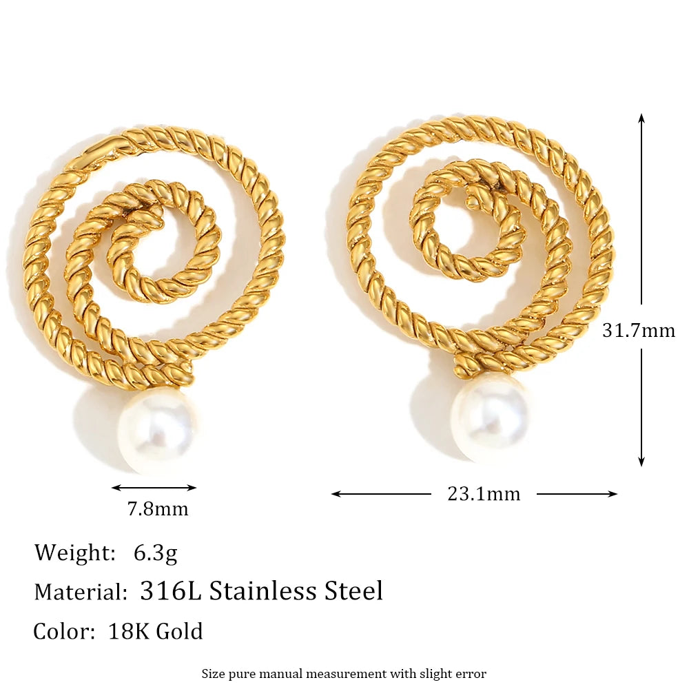 Spiral Ring Pearl Earrings Party