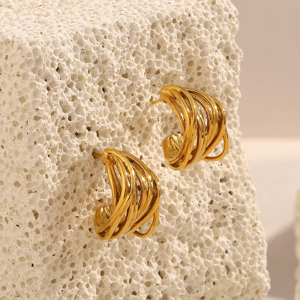 Multi Layer C Shaped Earrings