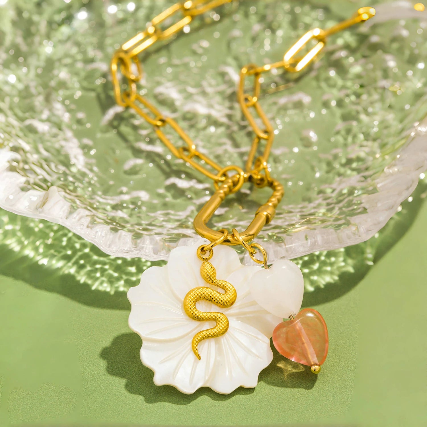 Snake Love Stone Necklace