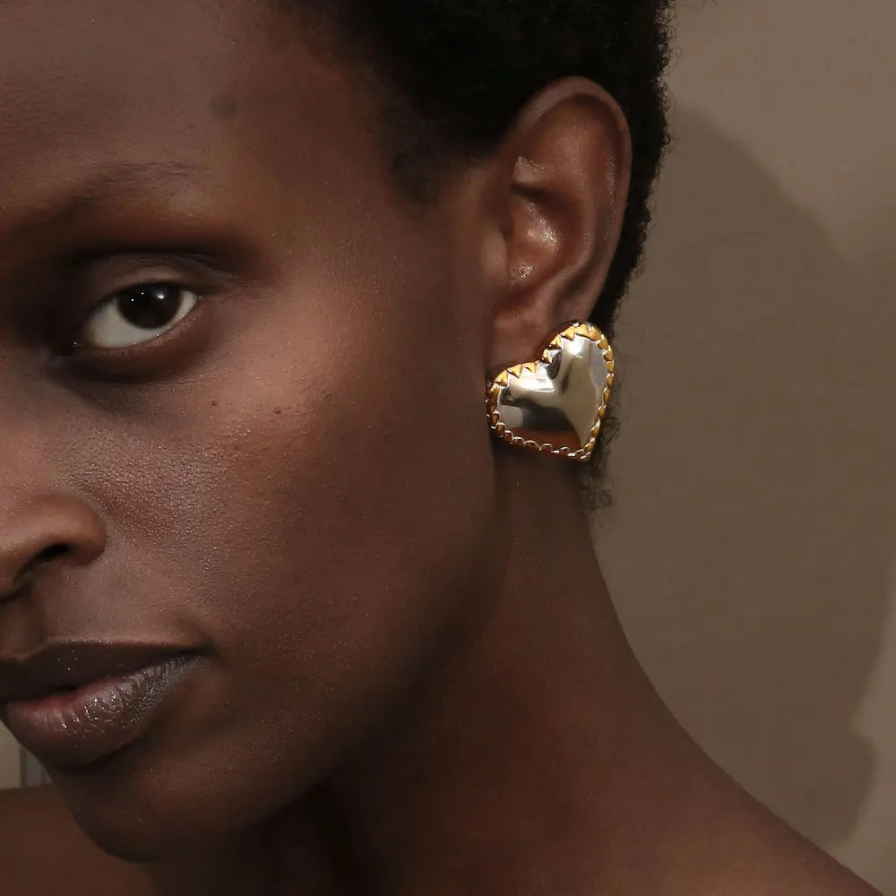 Mixed Color Heart Stud Earrings