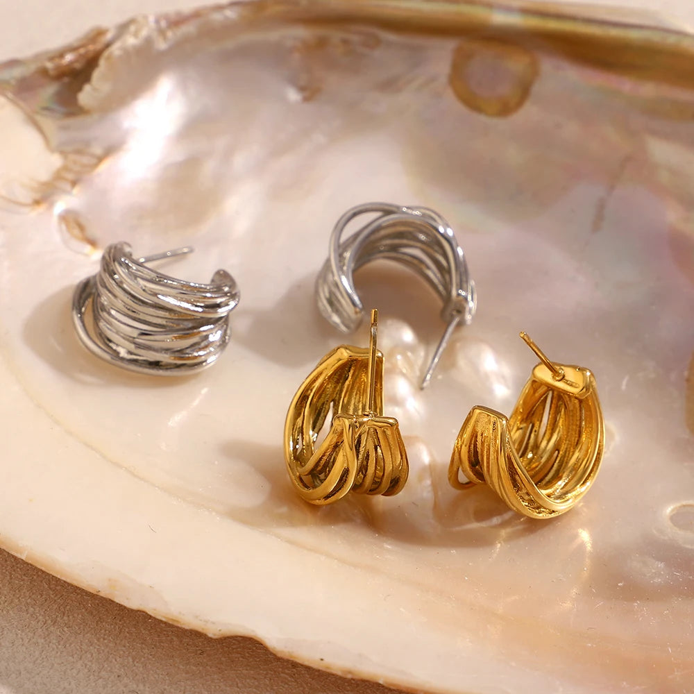 Multi Layer C Shaped Earrings